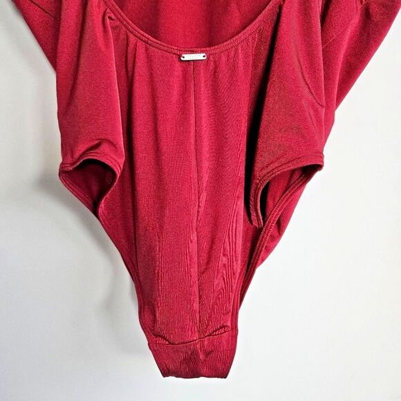 Abercrombie & Fitch Maroon High Cut Scoop Back One Piece Swimsuit L - Picture 6 of 11